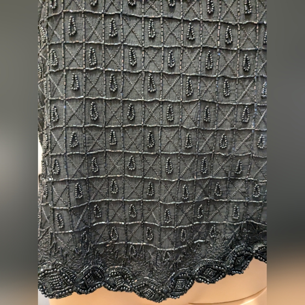 Black Beaded Tank by Papell Boutique Evening Large - Picture 3 of 15